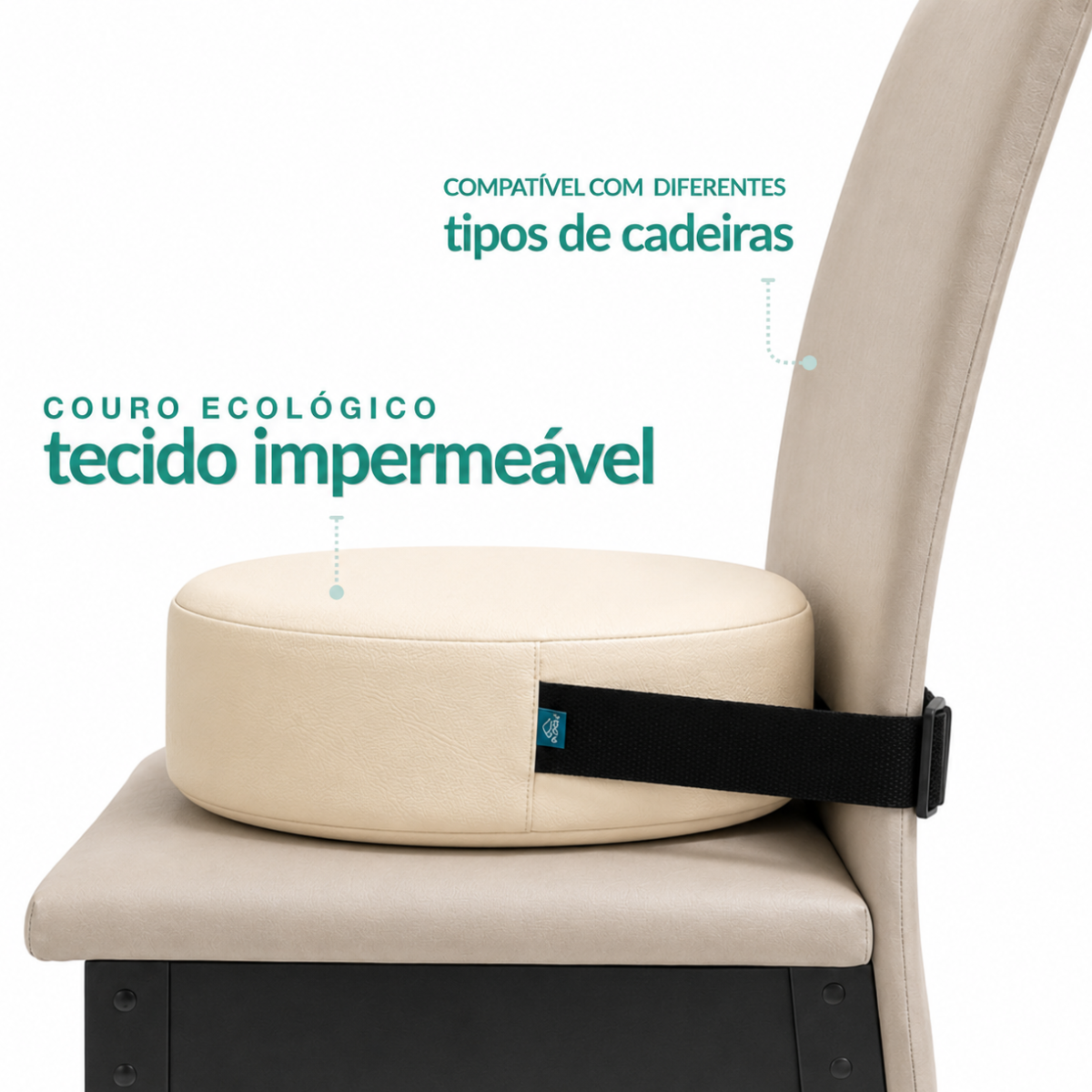 Assento e Cinto de Alimentação e Elevação Redondo Infantil - OffWhite
