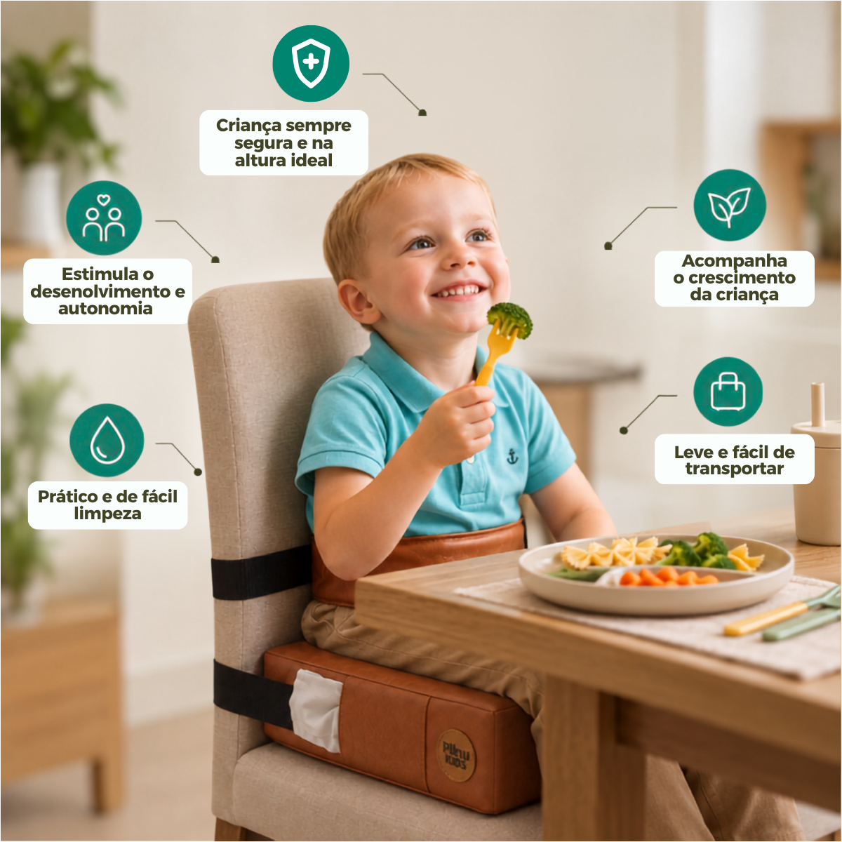Assento e Cinto de Alimentação e Elevação Infantil Redondo - Preto