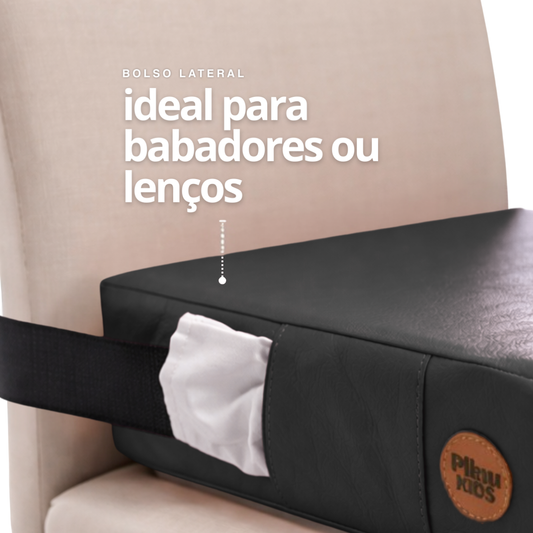 Assento e Cinto de Alimentação e Elevação Infantil Quadrado - Preto