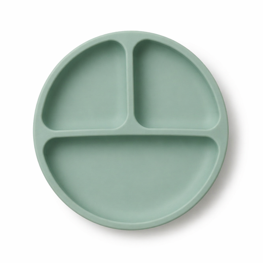 Prato Infantil em Silicone com Ventosa e Divisória Verde